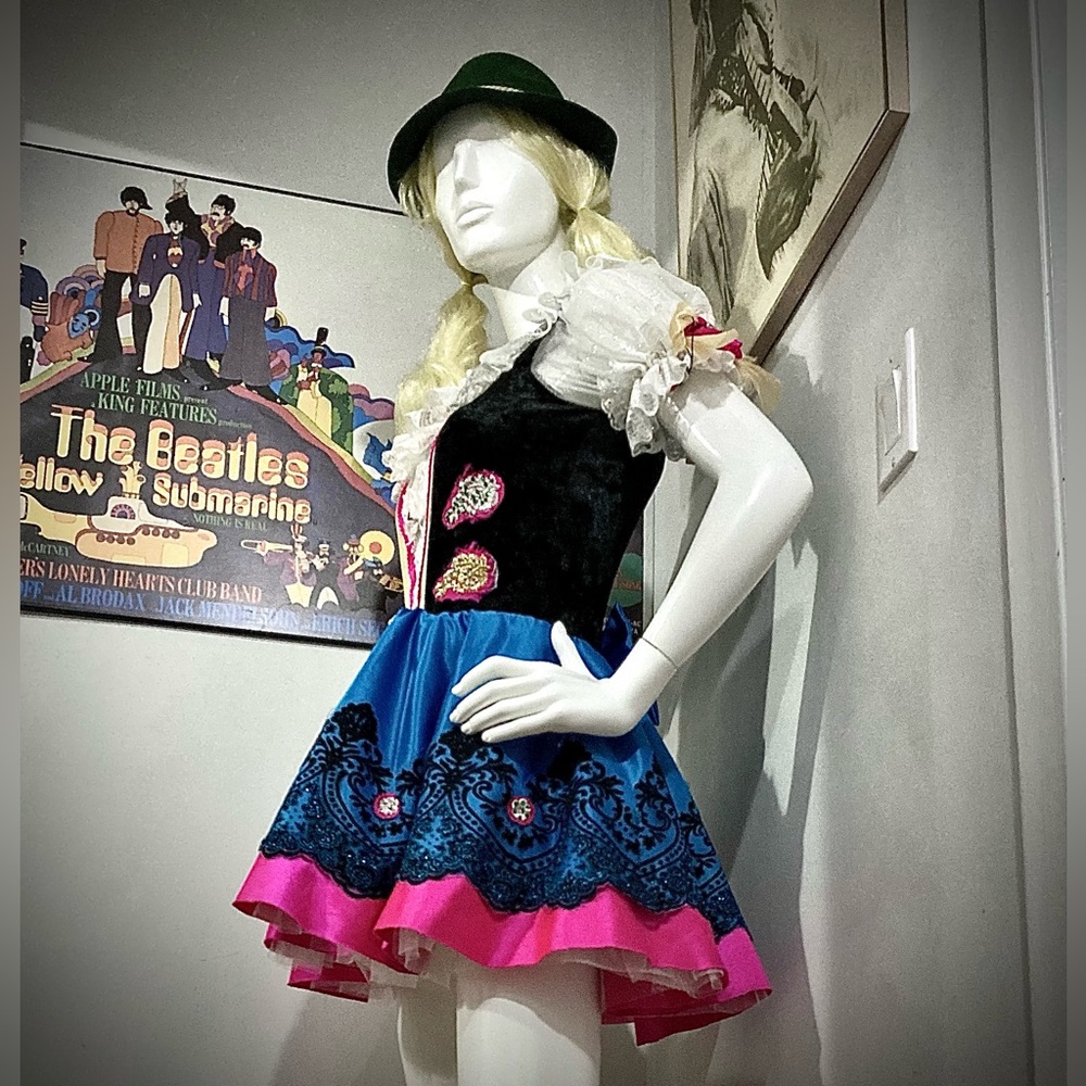 Octoberfest Swiss Mountain Outfit - Vintage Hat and Handmade One Piece Dress Wig